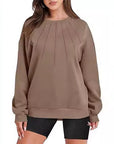 EleganceEase Pleated Round-Neck Sweater