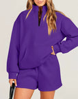 ChicEase Zip Pullover Shorts Set