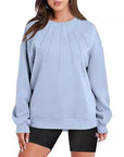 EleganceEase Pleated Round-Neck Sweater